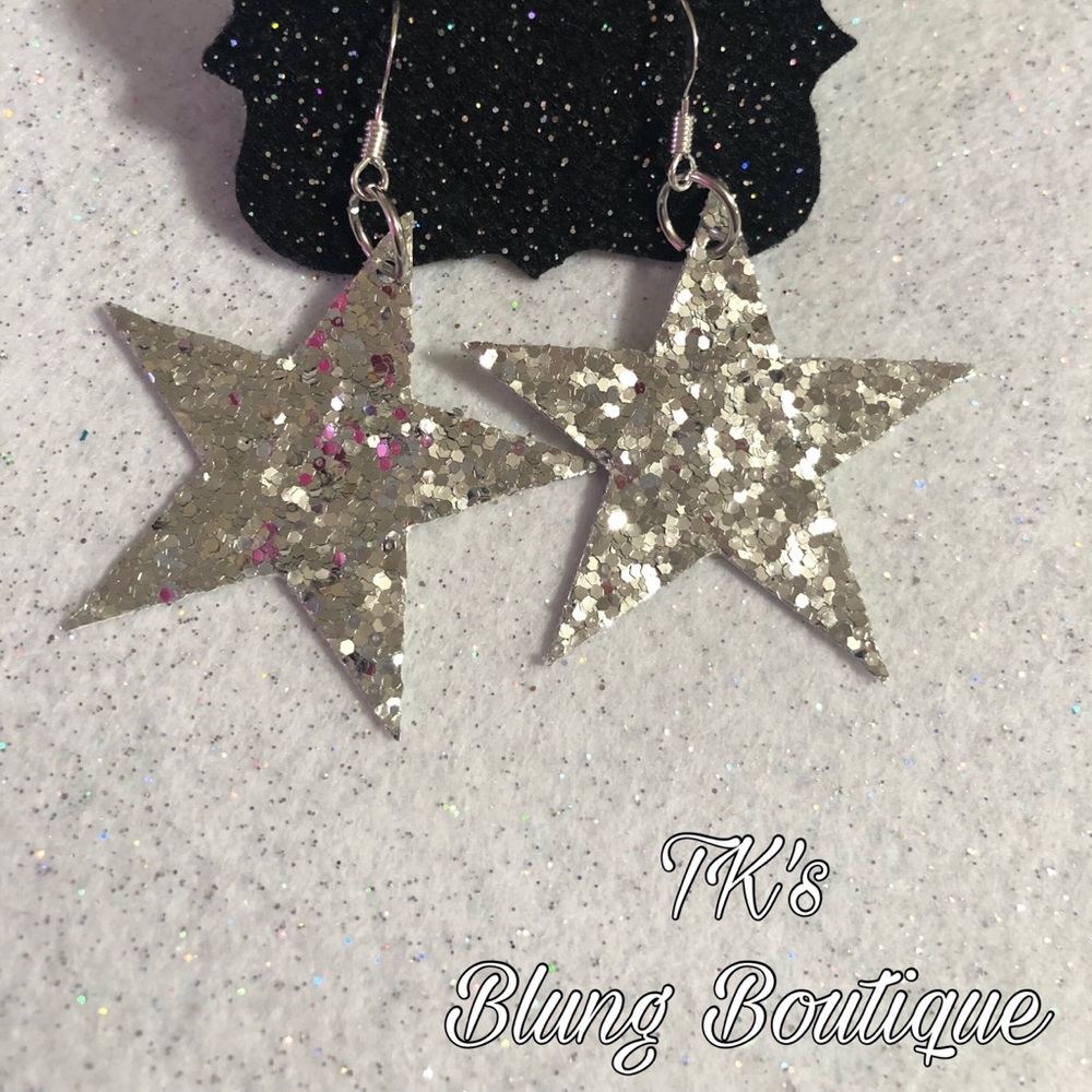Glittery star earrings